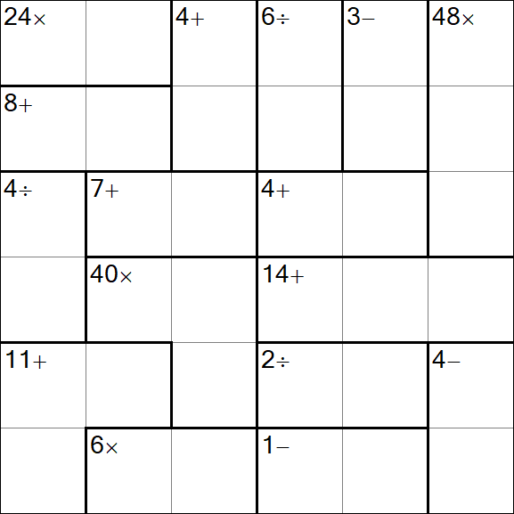 Calcudoku - Difficile