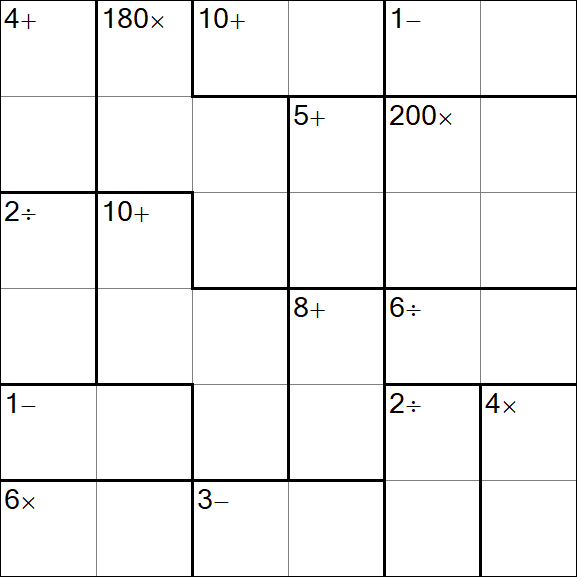 Calcudoku - Difficile