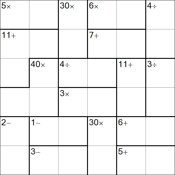 Calcudoku - Difficile