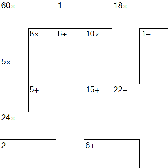 Calcudoku - Difficile