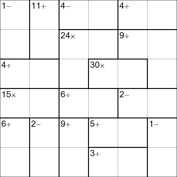 Calcudoku - Difficile