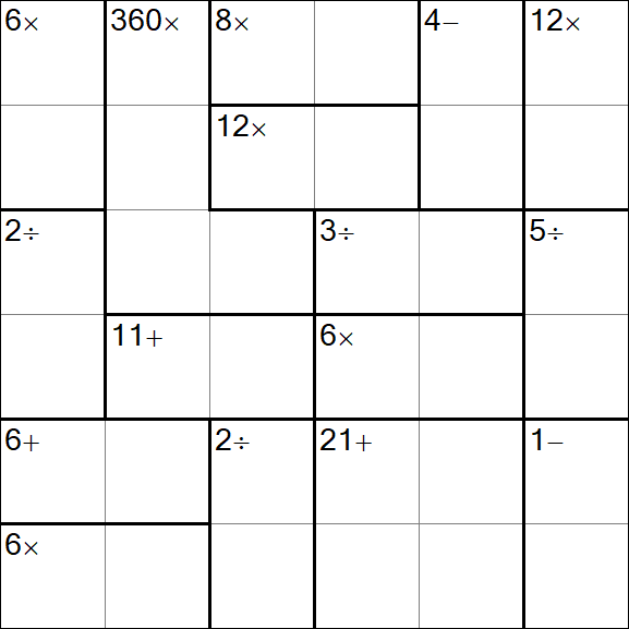 Calcudoku - Difficile
