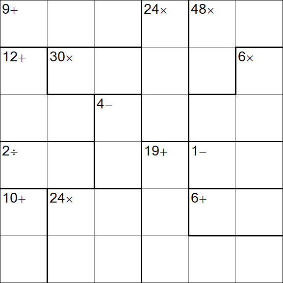 Calcudoku - Difficile