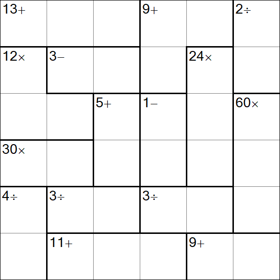 Calcudoku - Difficile