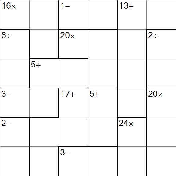 Calcudoku - Difficile