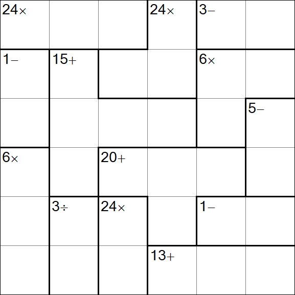 Calcudoku - Difficile