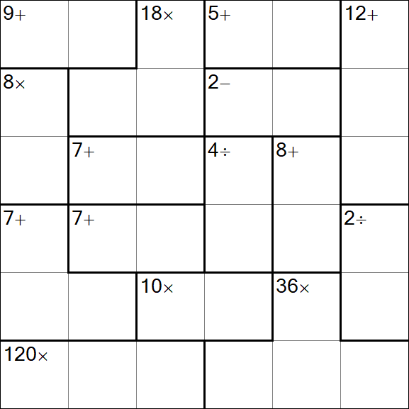 Calcudoku - Difficile