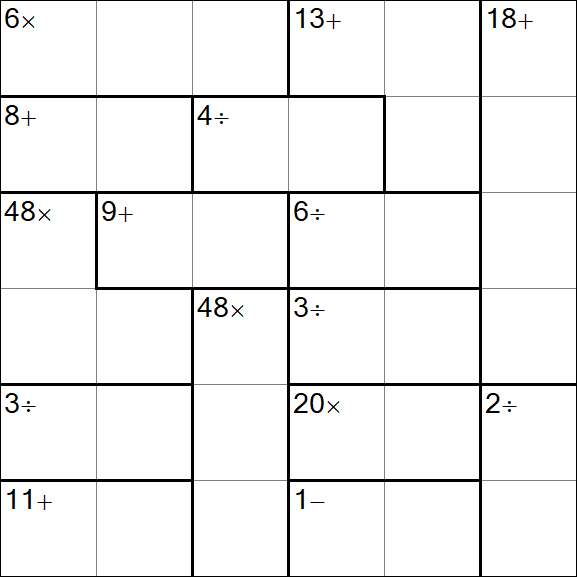 Calcudoku - Difficile