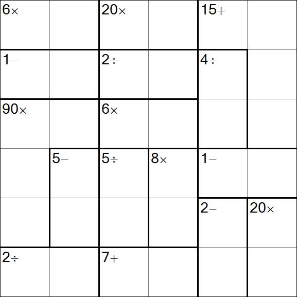 Calcudoku - Difficile
