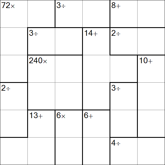 Calcudoku - Difficile