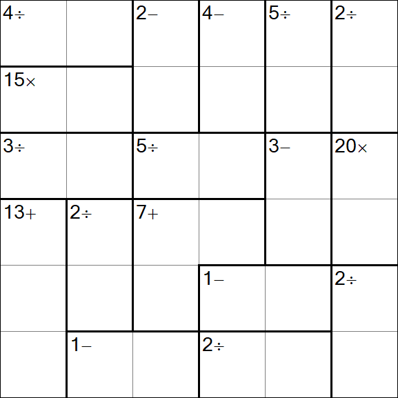 Calcudoku - Difficile