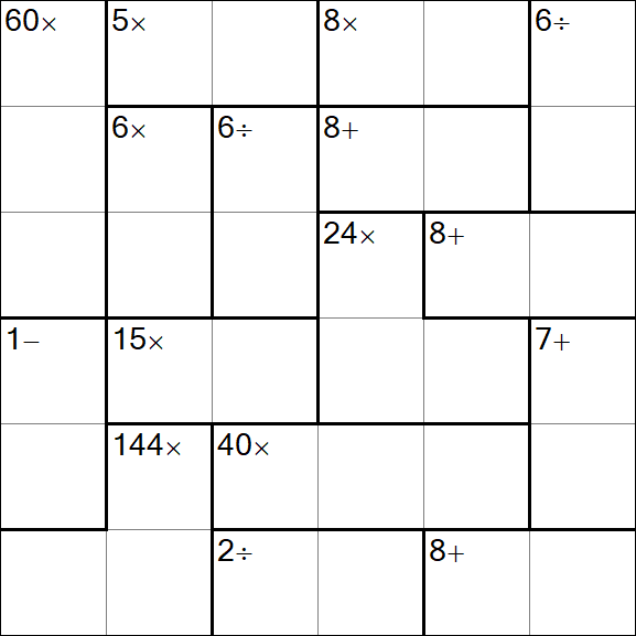 Calcudoku - Difficile