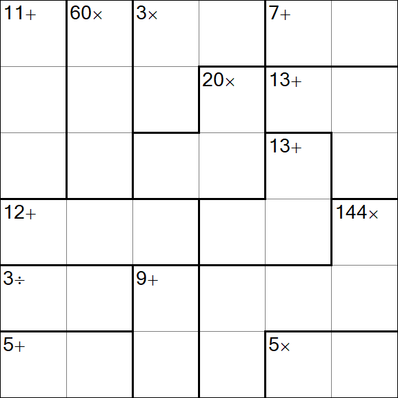 Calcudoku - Difficile