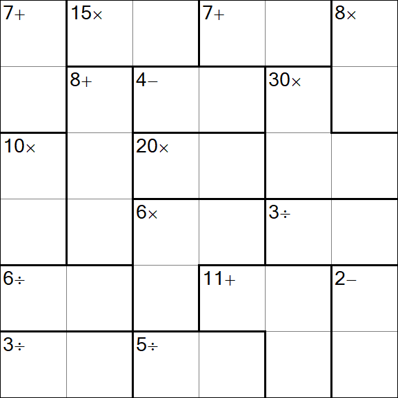 Calcudoku - Difficile