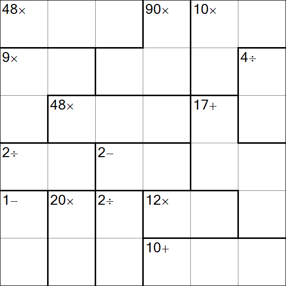 Calcudoku - Difficile
