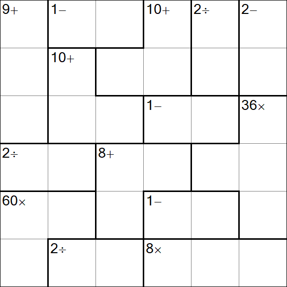 Calcudoku - Difficile