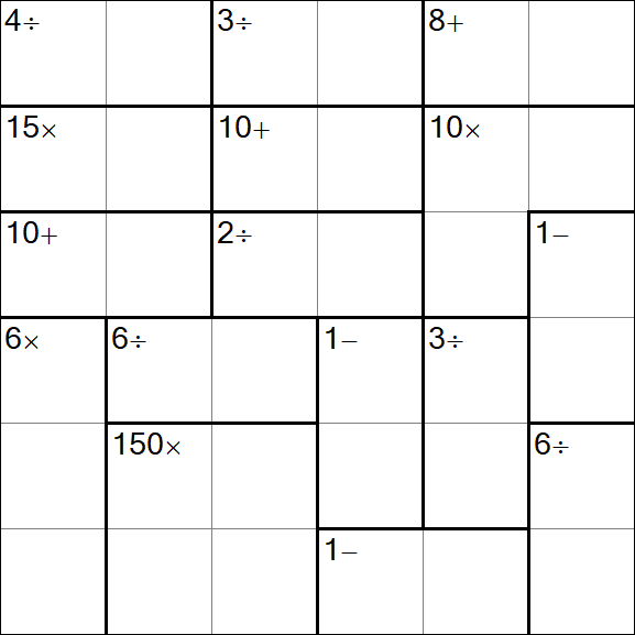 Calcudoku - Difficile