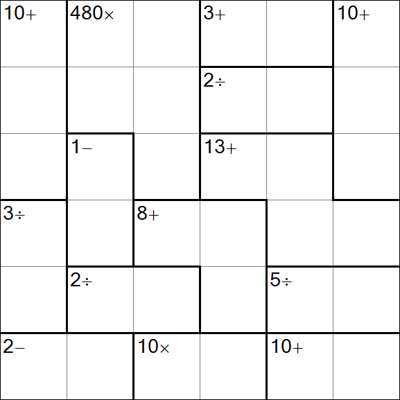 Calcudoku - Difficile