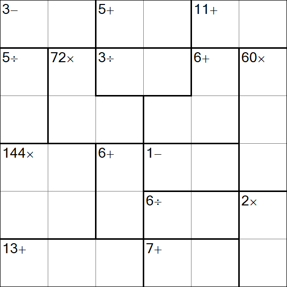 Calcudoku - Difficile