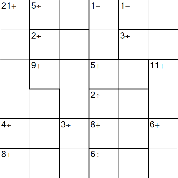 Calcudoku - Difficile