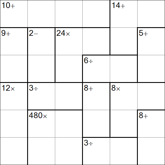 Calcudoku - Difficile