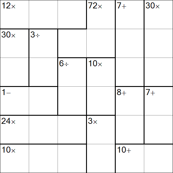 Calcudoku - Difficile