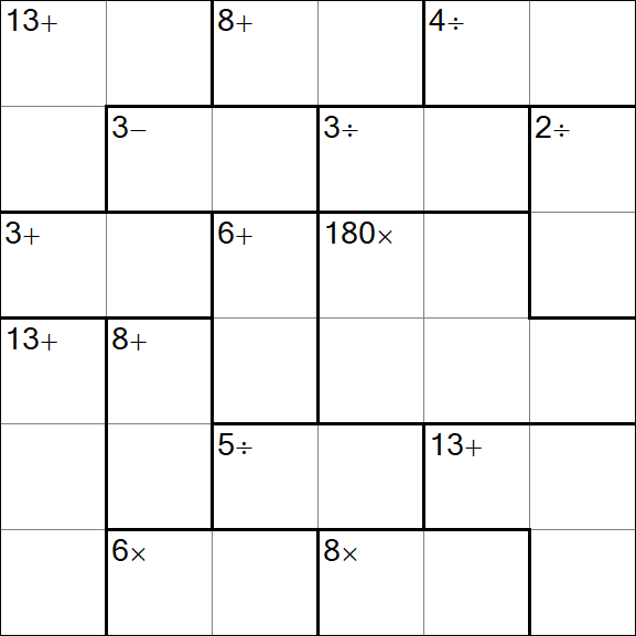 Calcudoku - Difficile
