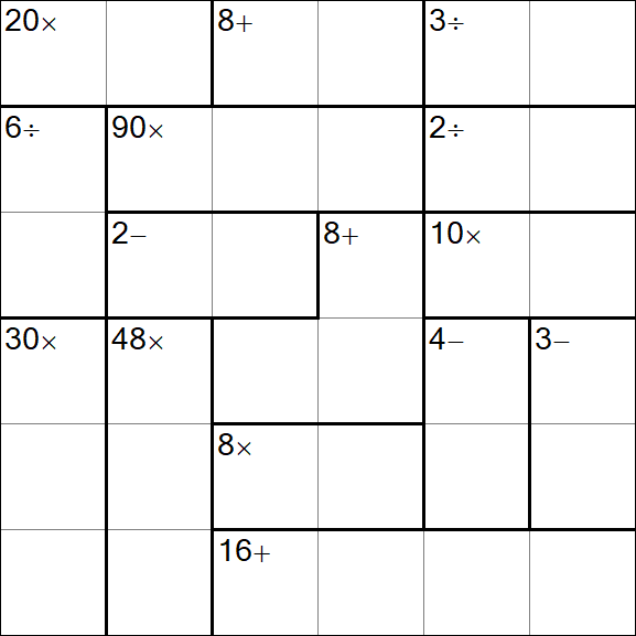 Calcudoku - Difficile