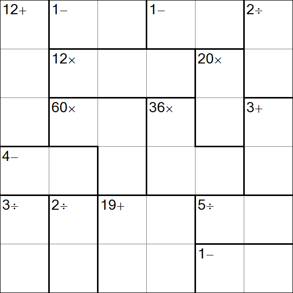 Calcudoku - Difficile