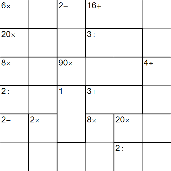 Calcudoku - Difficile