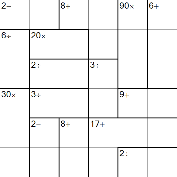 Calcudoku - Difficile