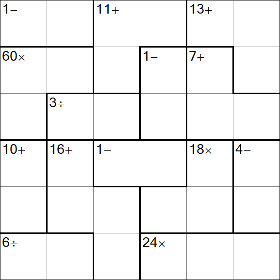 Calcudoku - Difficile