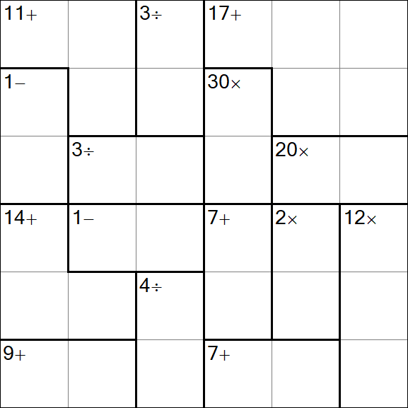 Calcudoku - Difficile