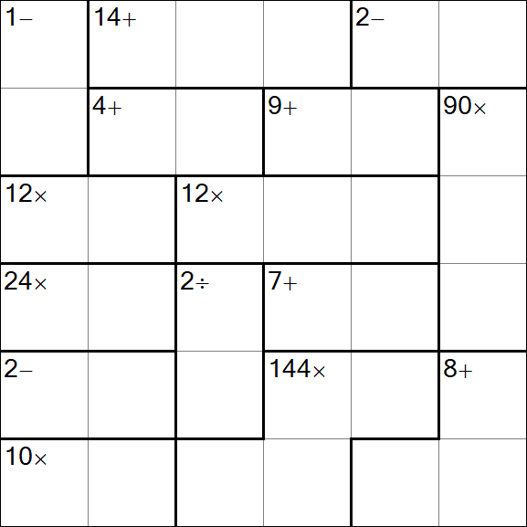 Calcudoku - Difficile