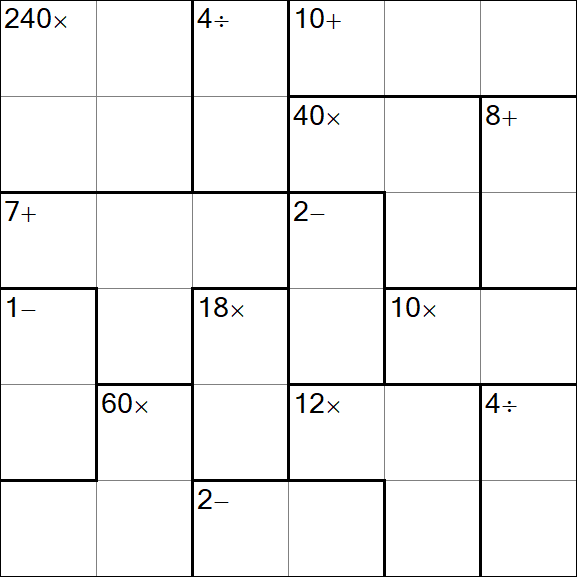Calcudoku - Difficile