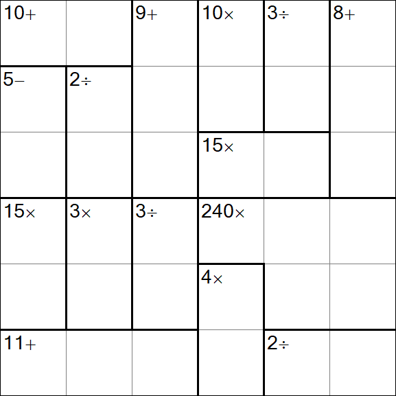 Calcudoku - Difficile