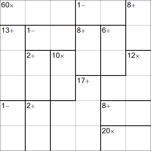 Calcudoku - Difficile