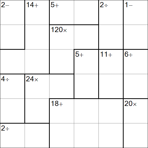Calcudoku - Difficile