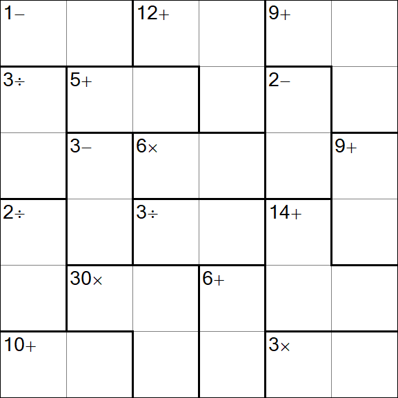 Calcudoku - Difficile