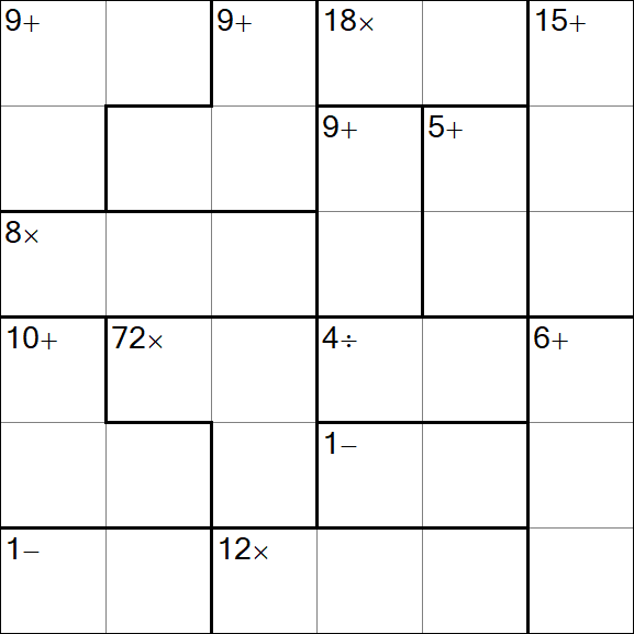Calcudoku - Difficile