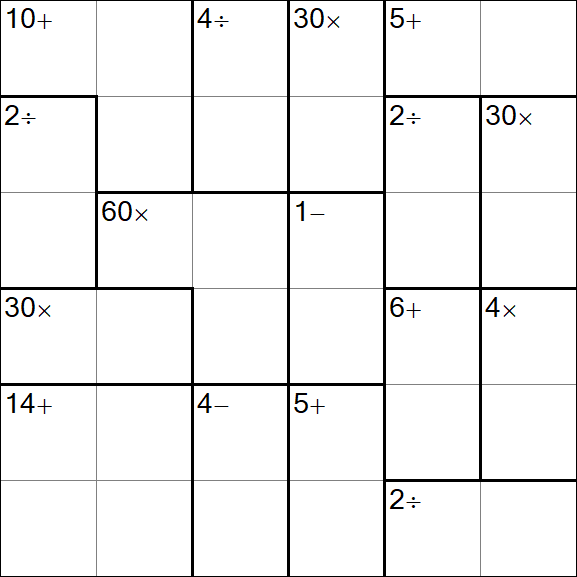 Calcudoku - Difficile