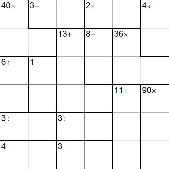 Calcudoku - Difficile