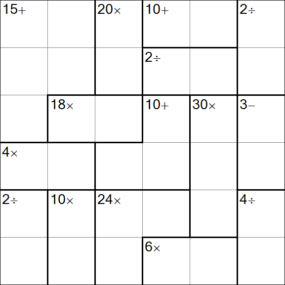 Calcudoku - Difficile