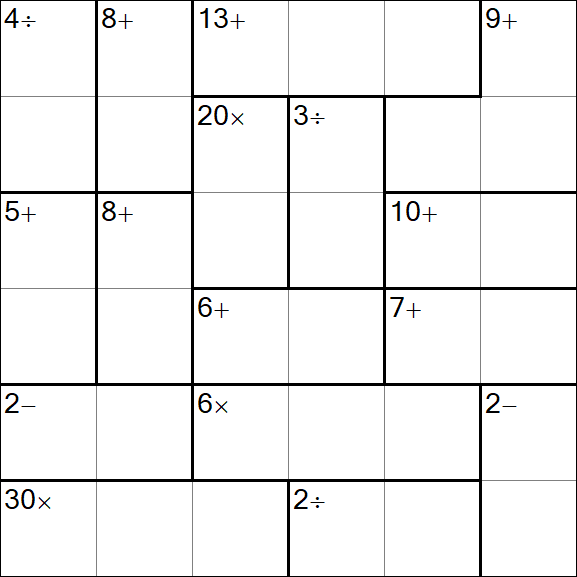 Calcudoku - Difficile