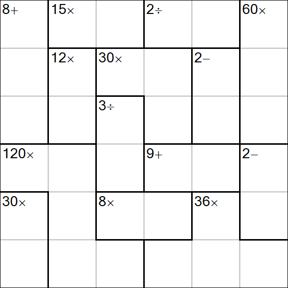 Calcudoku - Difficile