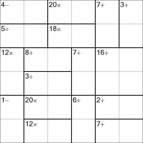 Calcudoku - Difficile