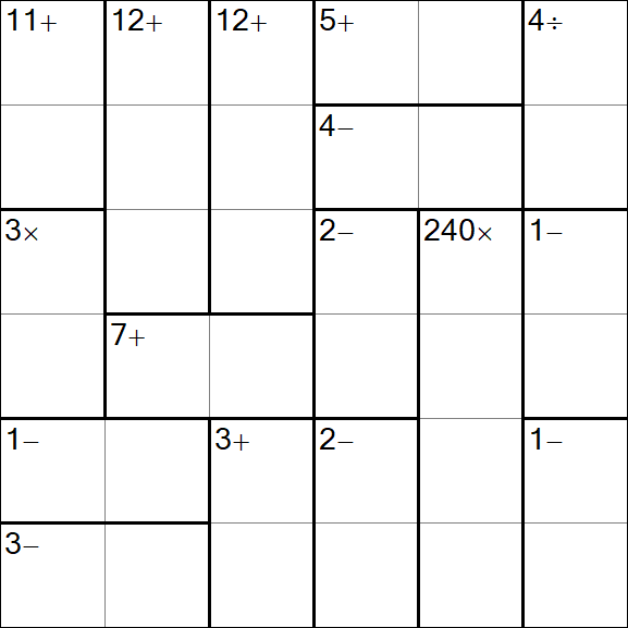 Calcudoku - Difficile