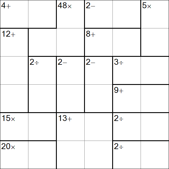 Calcudoku - Difficile