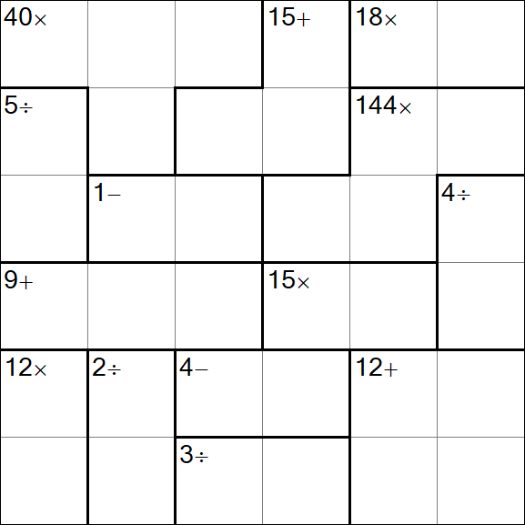 Calcudoku - Medio