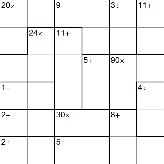 Calcudoku - Médio